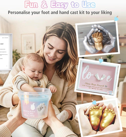 3D Baby Casting Kit, Skin- safe & NON Toxic Baby hand & foot casting kit comes with paints. Personalised Memories, Keepsakes, For kids or new-born, Baby shower Gift.