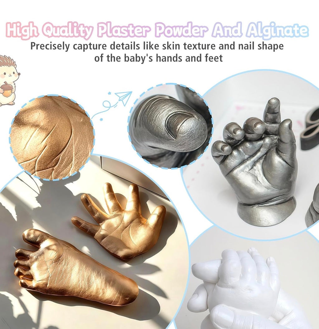 3D Baby Casting Kit, Skin- safe & NON Toxic Baby hand & foot casting kit comes with paints. Personalised Memories, Keepsakes, For kids or new-born, Baby shower Gift.