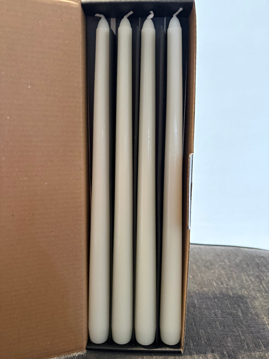 CANDWAX 30 cm Ivory Taper Candles Set of 12 - Unscented Smokeless Dripless Christmas Candlesticks - Perfect as Dinner Table Center pieces and Holiday Home Decorations - Christmas Taper Candles