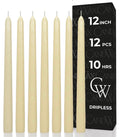 CANDWAX 30 cm Ivory Taper Candles Set of 12 - Unscented Smokeless Dripless Christmas Candlesticks - Perfect as Dinner Table Center pieces and Holiday Home Decorations - Christmas Taper Candles