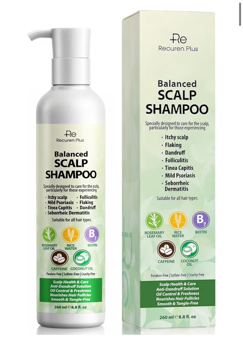 Psoriasis & Folliculitis Scalp Treatment Shampoo: Seborrheic Dermatitis Formula, Anti-Dandruff, Itchy and Dry Scalp Care with Salicylic Acid, Piroctone Olamine, Biotin, Rosemary, Coconut Oil
