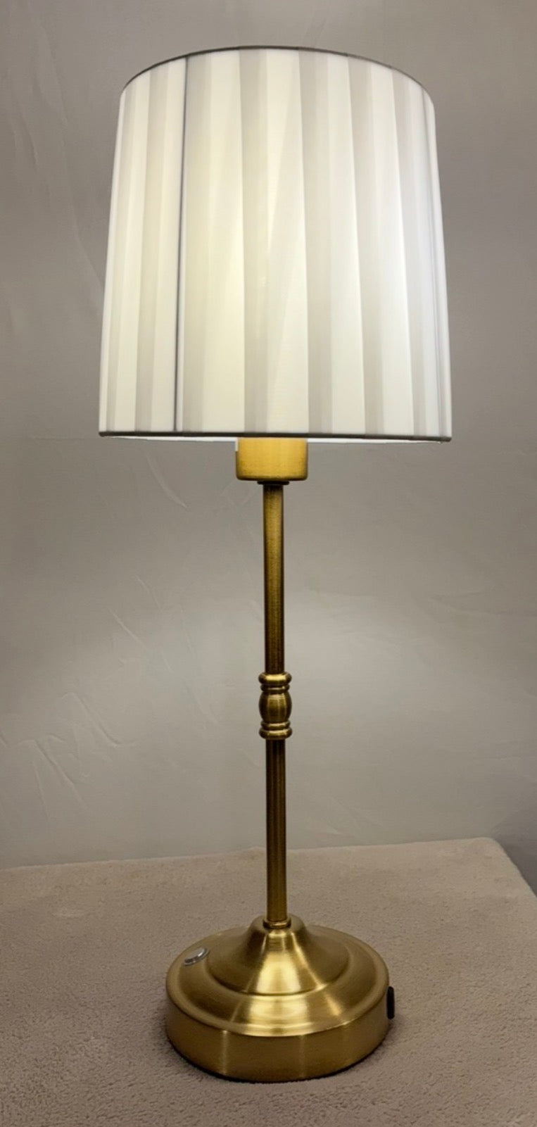 SILK WHITE PLEATED Rechargeable Cordless Table Lamp, 12-45 hours of lighting- Pleated Shade. [Energy Class F]