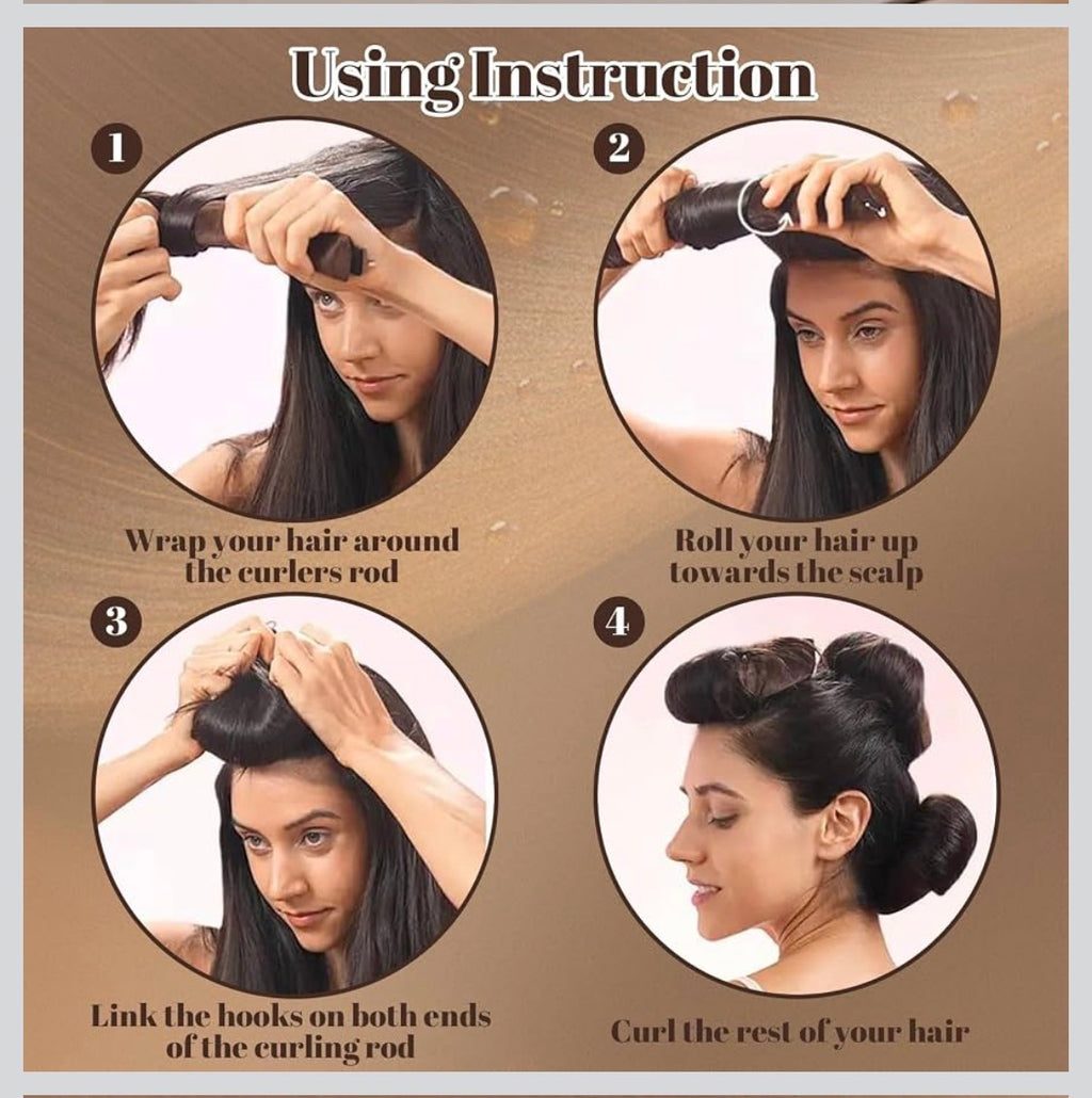 6 Pcs Jumbo Heatless Hair Curler, Soft Velvet Overnight Blowout Curls Rods, Flexi Rods to Sleep in, No Heat Hair Curlers with Hook for All Hair Types - 29cm