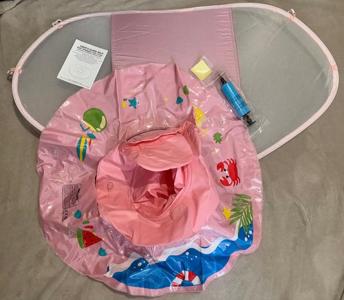 6-36 MONTH OLD BABY FLOAT WITH CANOPY/ PUNCTURE REPAIR KIT & PUMP= NEW BOXED UNOPENED